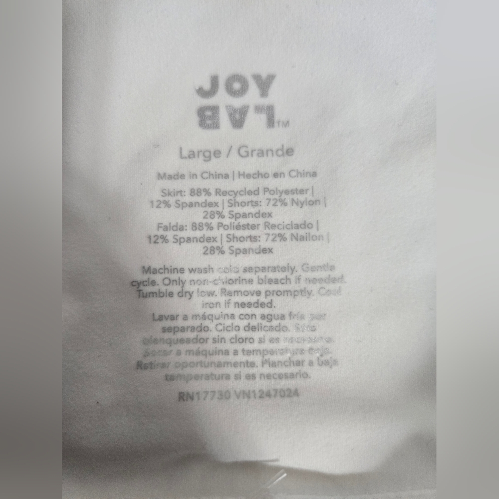 White Pleated Tennis Skirt Skort, Joy Lab Brand, Size Large, New With Tags - Picture 4 of 8